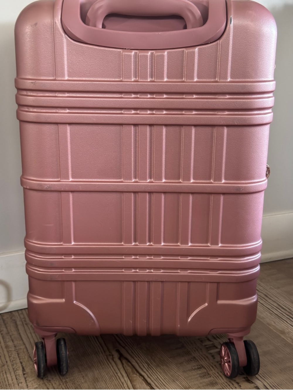 Jessica Simpson Jewel Plaid Hardside set Rose Gold Carry-On Spinner Luggage - Picture 10 of 16